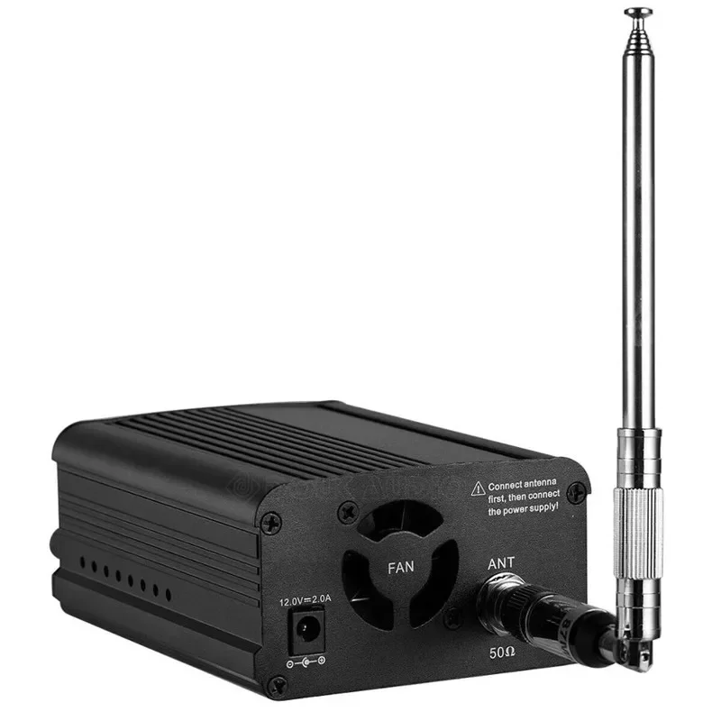 Transmissor FM Mini estação de rádio estéreo, PLL LCD com antena, Cabo de áudio de 3,5mm para drive-in, 7W, 1W