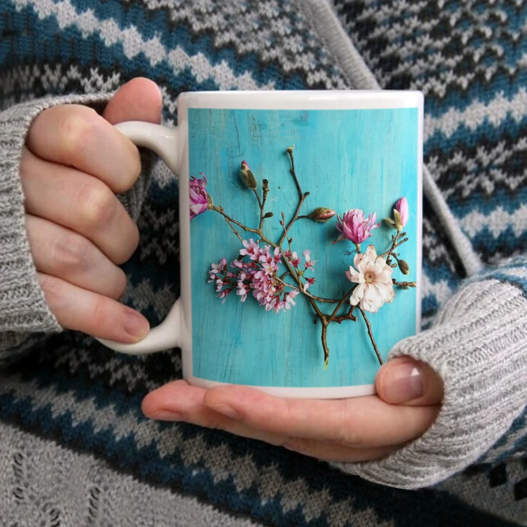 

Цветы весны Кофейная кружка Чайная чашка 11 унций Кофейная чашка Забавная керамическая кружка на день рождения Персонализированная чашка