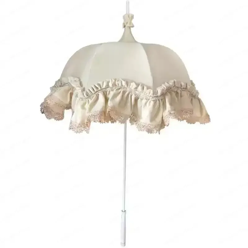 Handmade Antique Vintage Lolita Wedding Parasol, 55cm Pagoda Lace Umbrella for Bridal Photography，for Photo Shoot & Cosplay