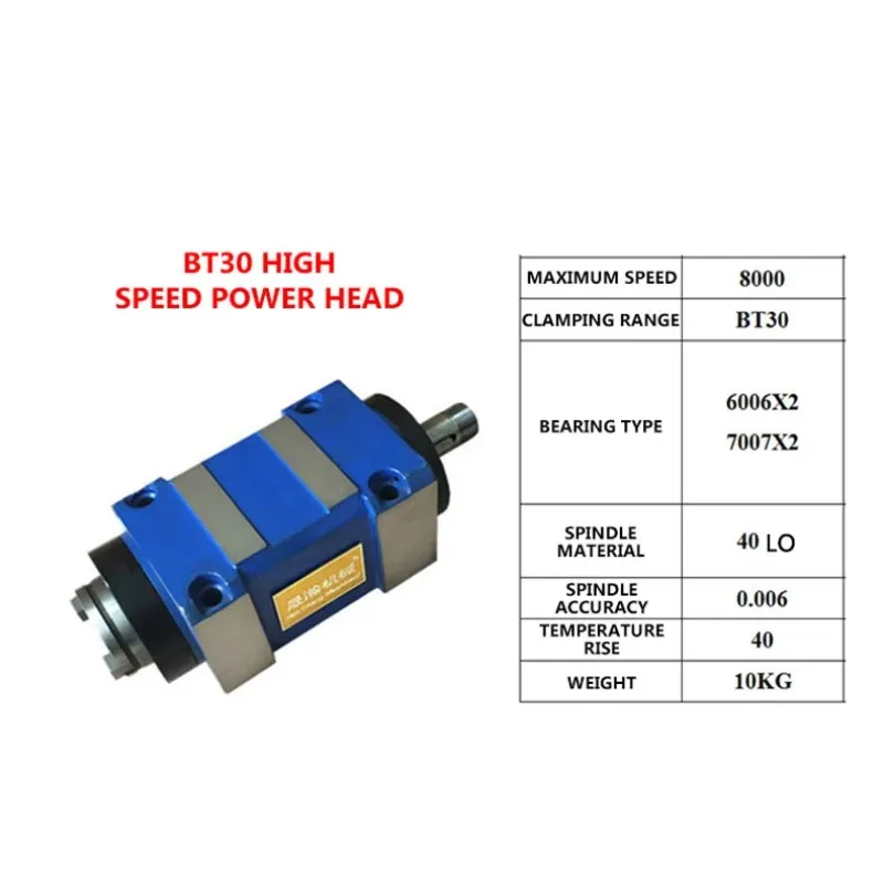 BT30 ER25 Motor Combination Boring Drilling Spindle Power Head Unit 0.75KW Motor Drilling Milling Machine 1 Set