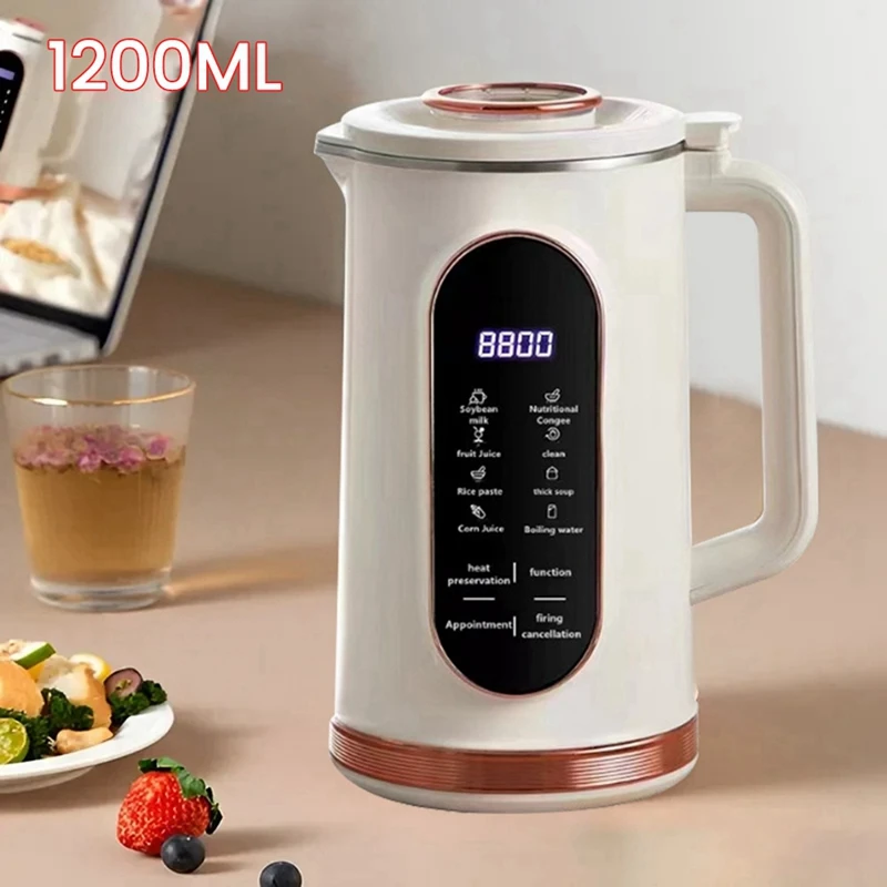 Electric Soy Milk Wall Breaking Machine 10-Leaf Blade Machine Juicer Blender Mixer Soybean Milk Maker US Plug