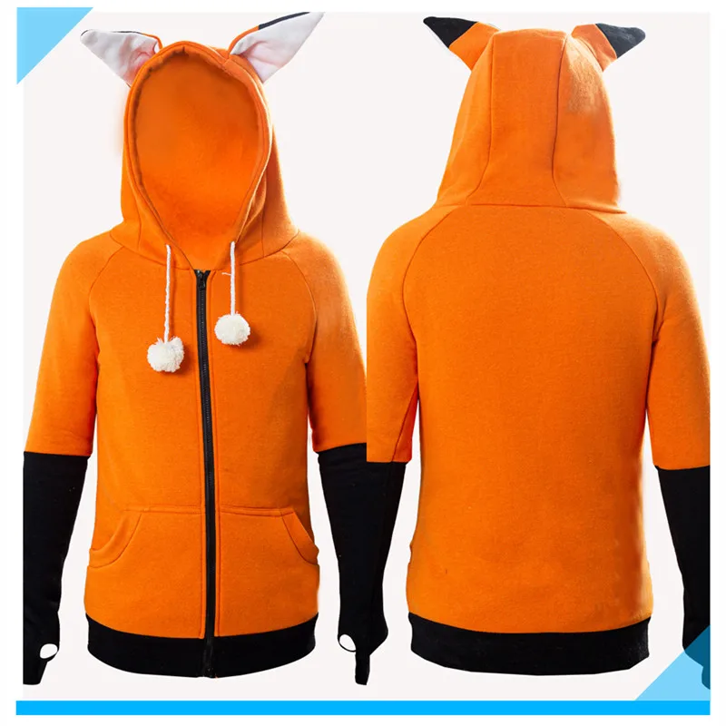 

Cartoon Rabbit Hoodie Fox Cosplay Hooded Jacket Coat Adult Women Hooded Sweatshirt Costume Halloween Carnival Party Suit