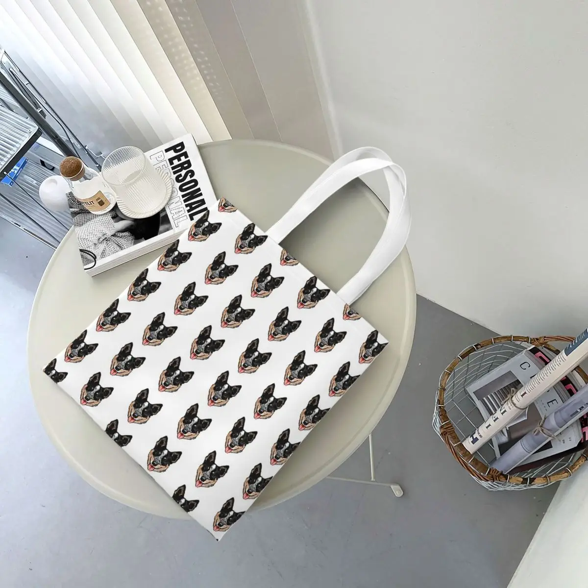 

Australian Cattle Dog Lover, Blue Heeler Love Shopping Bags Canvas The Tote Bag Foldable for Women Shoulder Tote Travel Handbag