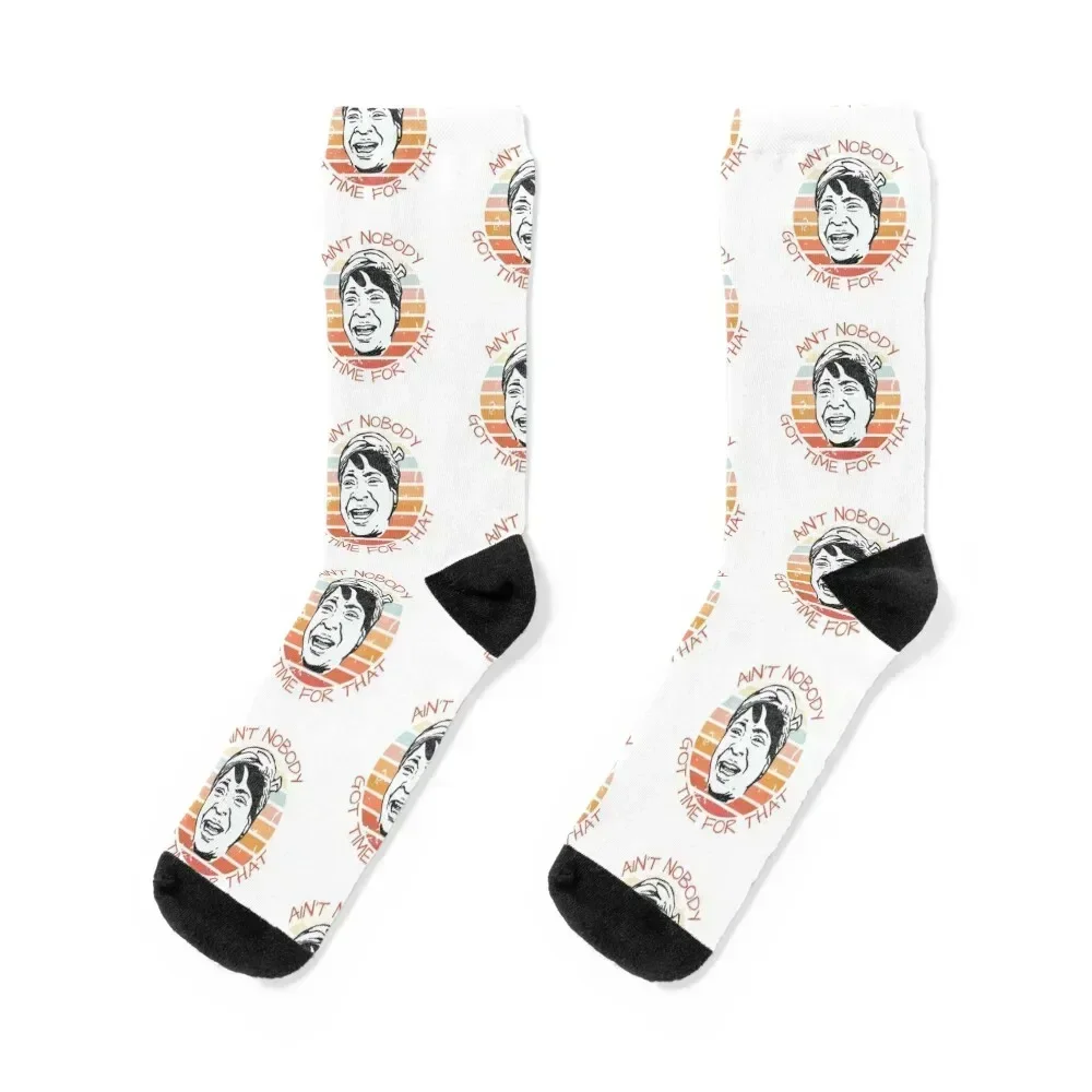 

Ain't Nobody Got Time For That Meme Retro Sunset Socks designer brand cycling compression Socks Man Women's