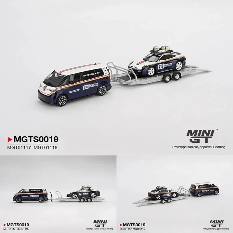 

Предпродажа MINIGT 1:64 Volkswagen ID. Buzz Porsche 911 Dakar Porsche Centrum Gelderland Roughroads Набор литых моделей автомобилей Игрушки