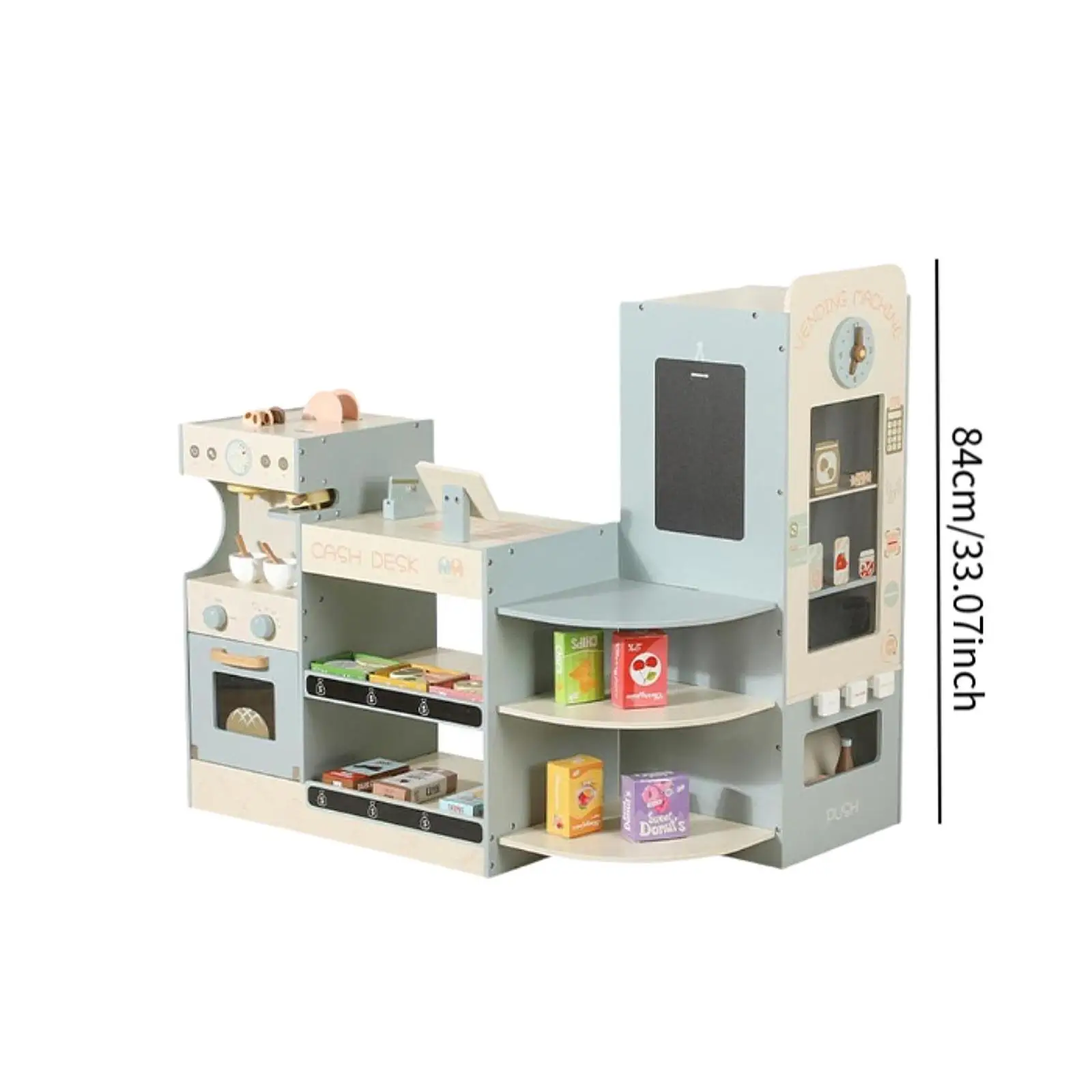 Pretend Play Store ร้านขายของเล่นอุปกรณ์เสริมไม้อิสระของขวัญเด็กสมจริง Play Store Market Stall ของเล่นสําหรับ Daycare ชายหญิง