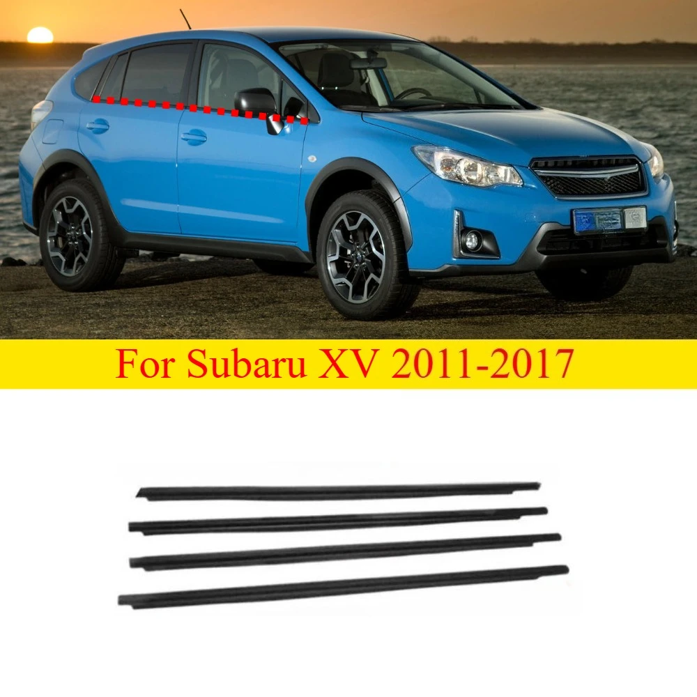 4 Pcs Black Windows Weatherstrip Seal Belt for Subaru XV 2011-2017 Glass Rubber 61280-FJ011 113cm 101cm