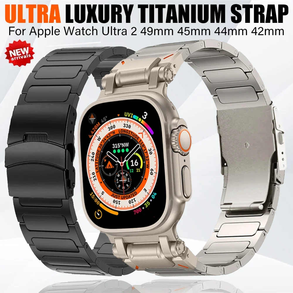 

Ultra Luxury Titanium Strap for Apple Watch Ultra 2 49mm 44mm 45mm 42mm Band for iWatch Series 9 8 7 6 5 4 Se 3 2 Metal Bracelet