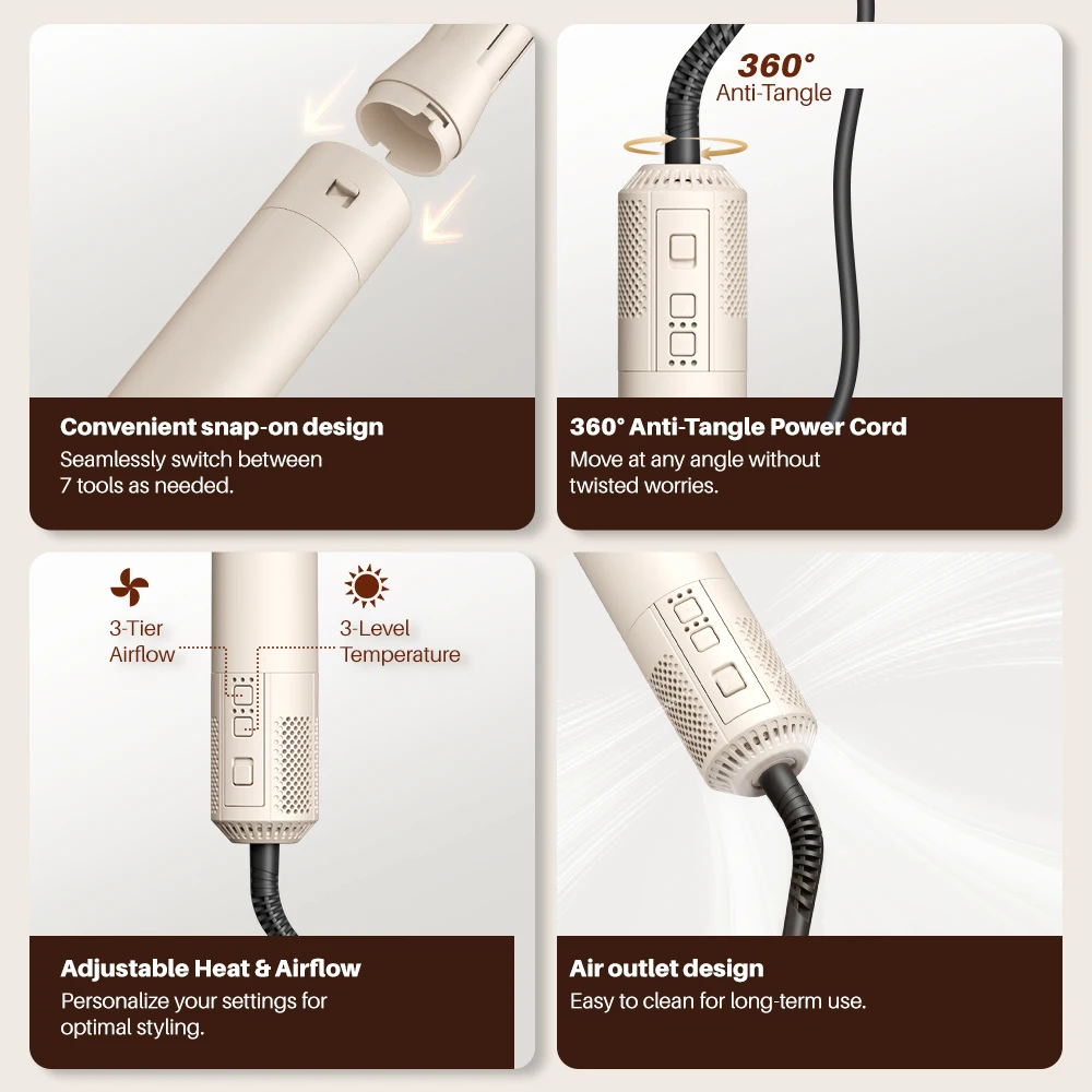 SMET Professional وصل حديثًا أداة فرشاة الهواء الساخن 6 في 1 مجموعة تصفيف الشعر للفنادق والصالونات تستخدم مجموعة صبغ الشعر