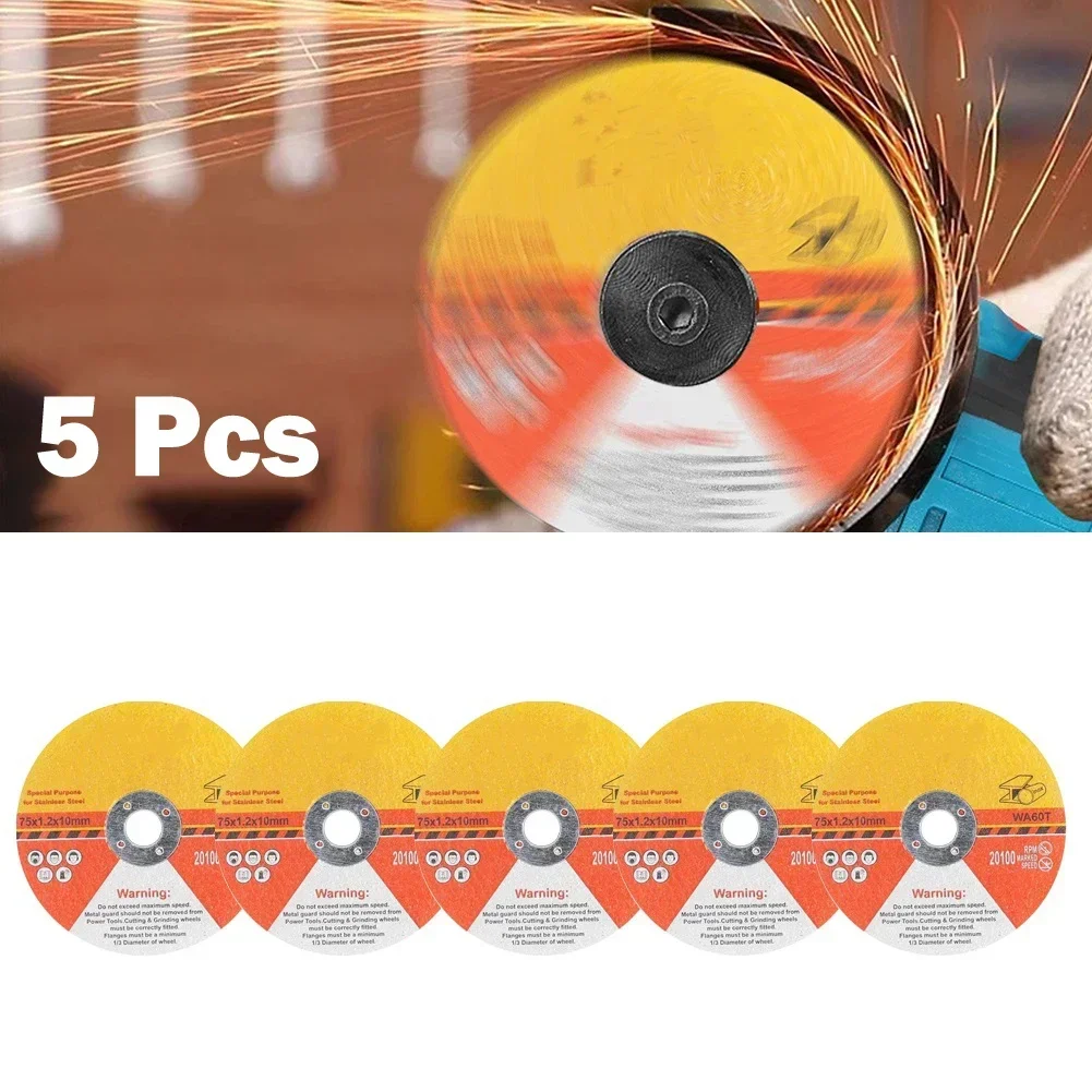 5Pcs 75mm Metal Cutting Disc Anngle Grinder Grinding Wheels For Angle Grinder Cut Off Wheel Reinforced Resin Cutting Blade Tools