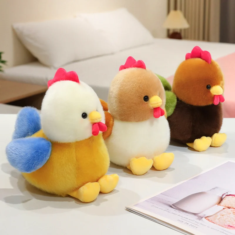 Kawaii Fat Chicken Plush Toy Adorable Plump Chick Stuffed Animal Funny Farm Animal Decorative Throw Pillow Colorful Plushie Gift