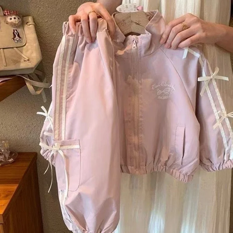 فتاة الربيع والخريف مجموعة 2025 جديد للأطفال النسخة الكورية القوس القوس فتاة الأطفال الرياضة والترفيه قطعتين مجموعة 100-150 سنتيمتر