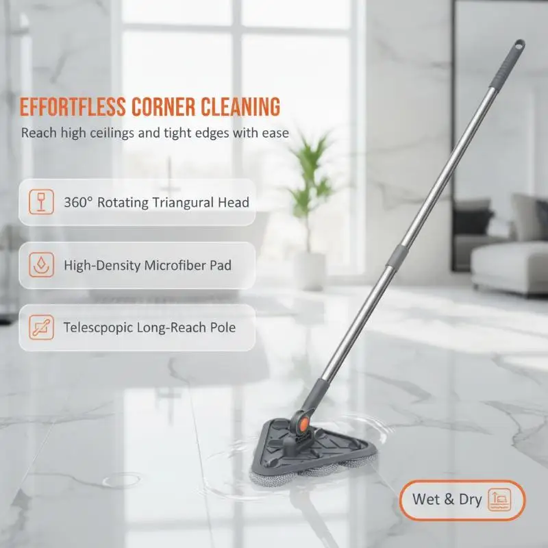 Triangular Cleaning Brush Stainless Steel Wire Bathroom Floor Scrubber For Stubborn Stains Optional 6 Free Steel Wool Ball