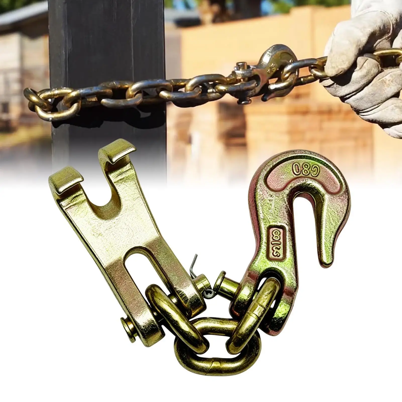 Clevis Grab Hook Carbon Steel Self-Tightening Maintenance Tool Double Claw Hook Chain Clamp For SUV RV ATV Truck Trailer Sedan