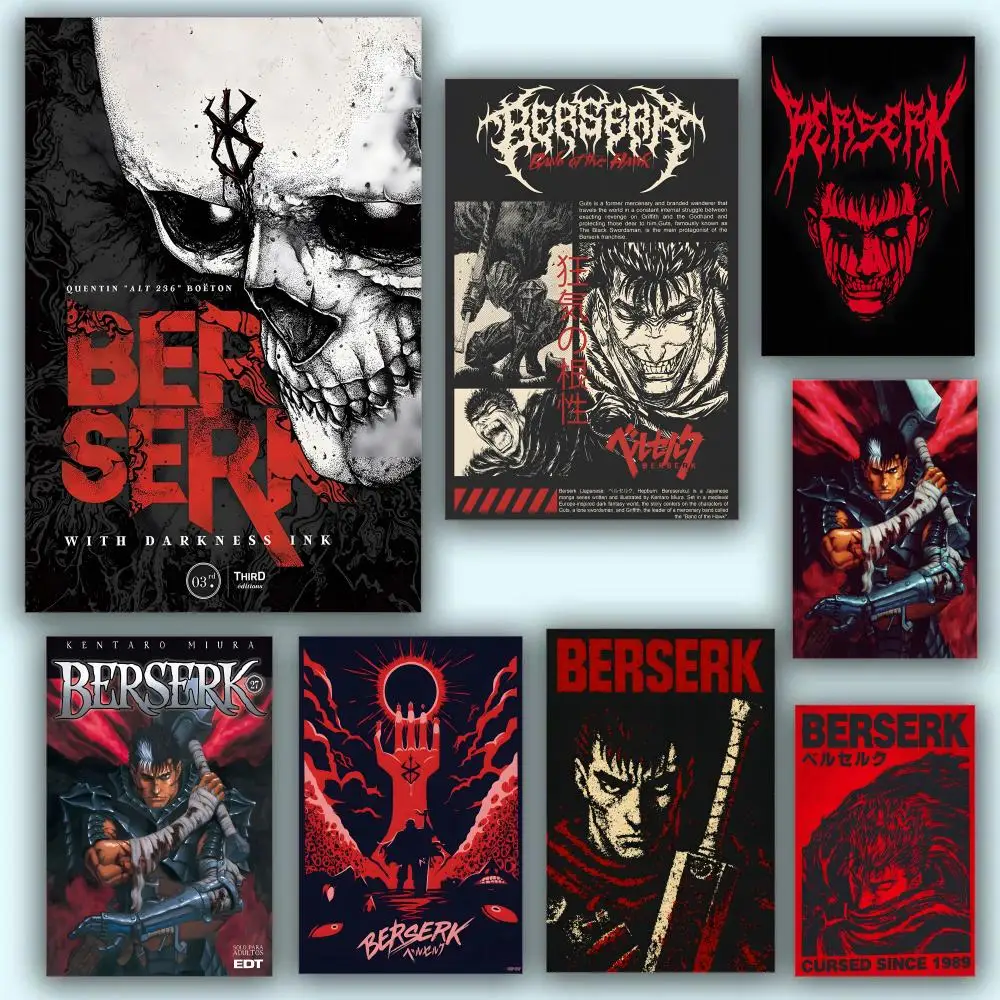 Classic Comics B-Berserk Painting Calligraphy Fade-Resistant Wall Art Print, Vibrant Non-Sticky Decor Poster For Home Bar,