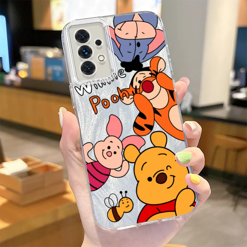 Disney Winnie Glitter Case for Samsung Galaxy S24 S23 Ultra Plus S21 FE A73 A72 A71 A54 A53 A52 A51 A50 A34 A33 A32 4G 5G Cover