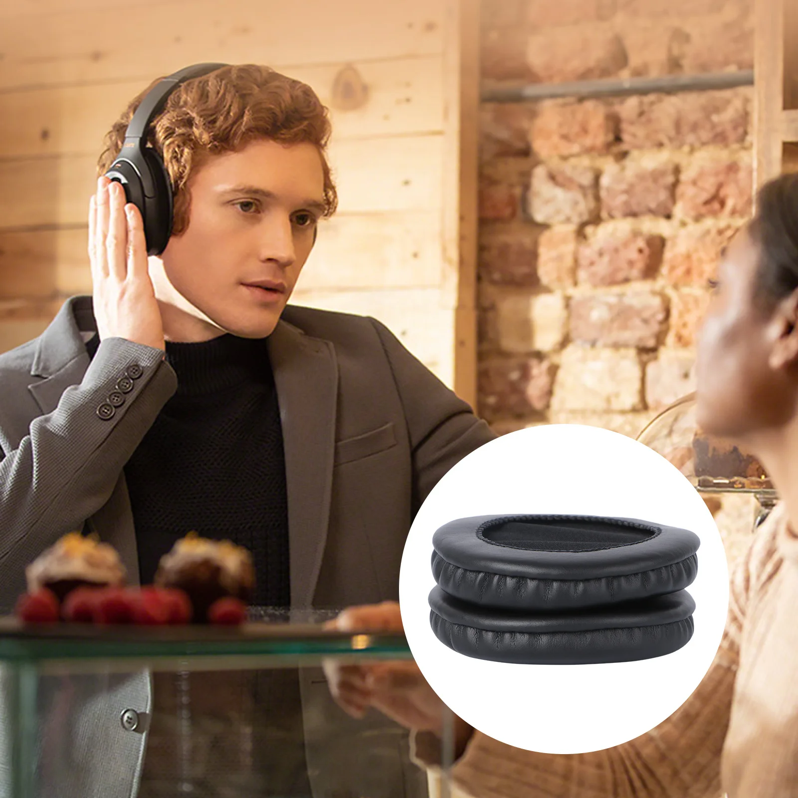 

Durable PU Earpads for Mdr-V700dj V500dj Headphones Black Comfortable Replacement Improve Bass Performance Mdr-V700dj Ear Pads