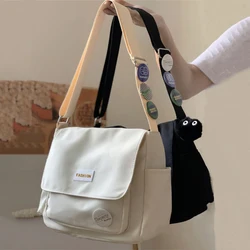 Women's School Messenger Bags for Teen Girls Shoulder Bag Ladies Designer Handbags Large Capacity Solid Canvas Crossbody Bags