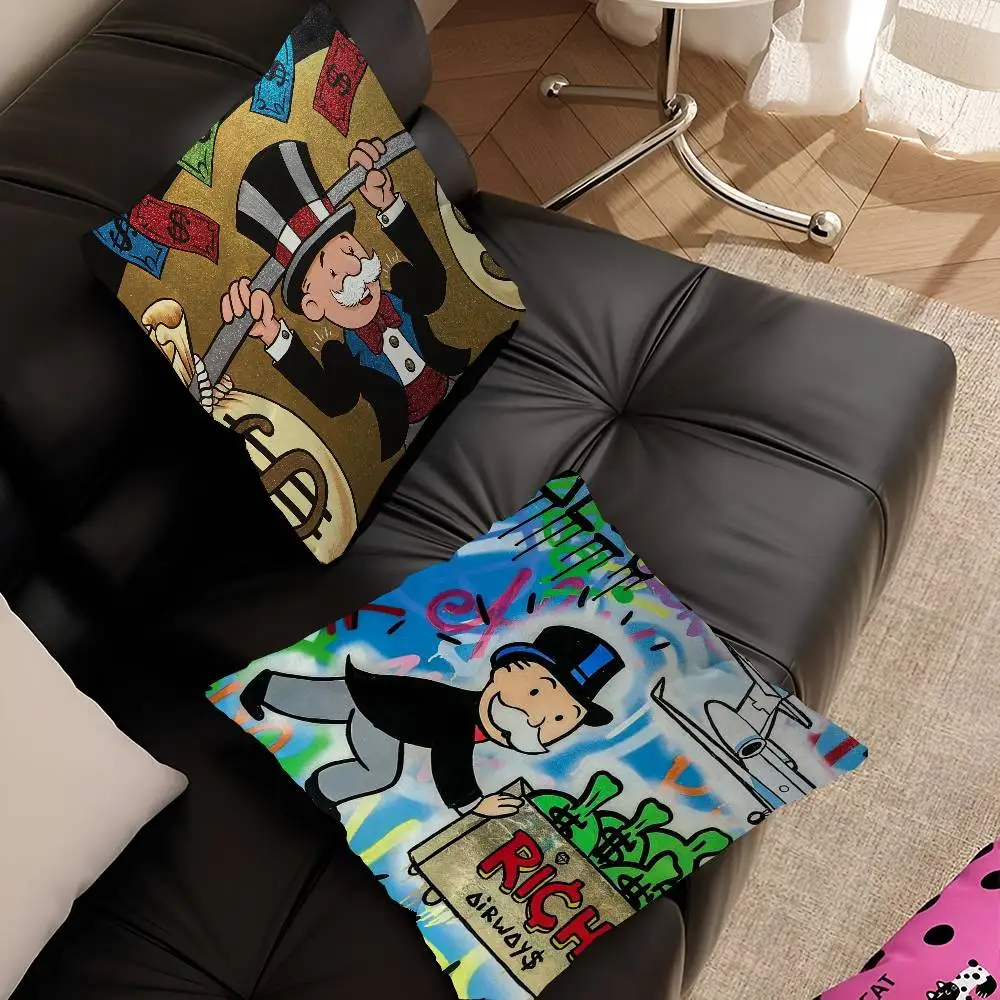 Dollar Alec Monopoly cartoon Pillow Gift Home Office Decoration Bedroom Sofa Car Cushion Cover case 45x45