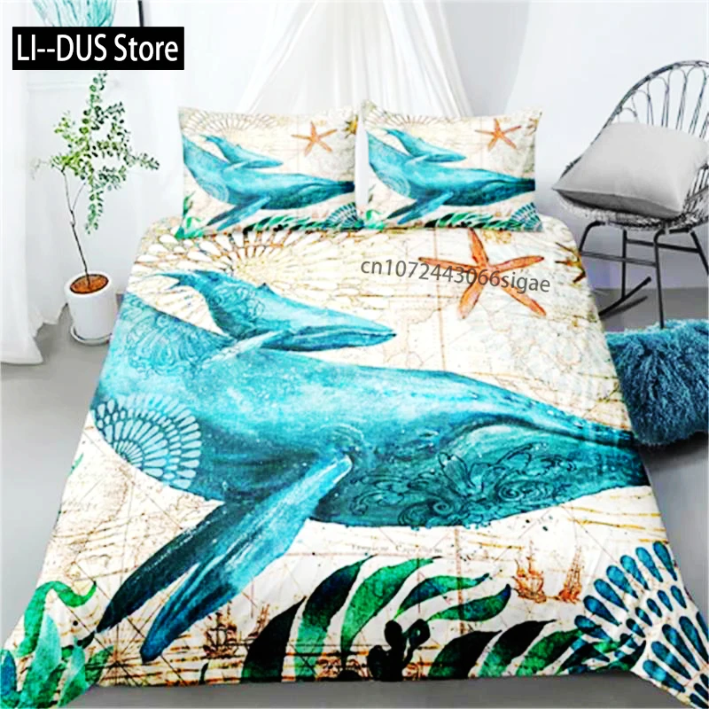 

Hot Dolphin Bedding Sets Anime Sea HD Dolphin Bedspread For Teens Girls Fashion Twin Single Queen King Full Size Duvet Cover
