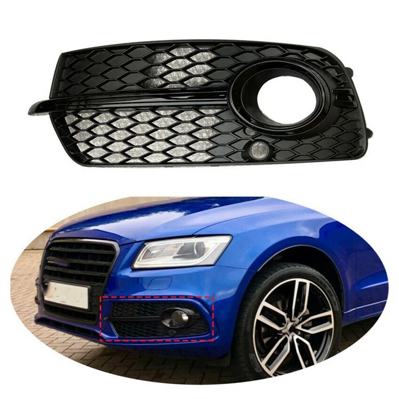 

1Pair Front Bumper Fog Lamp Grille Cover For Q5 Sport 2013-2017 Lower Grille Foglight Bezel Honeycomb Decoration