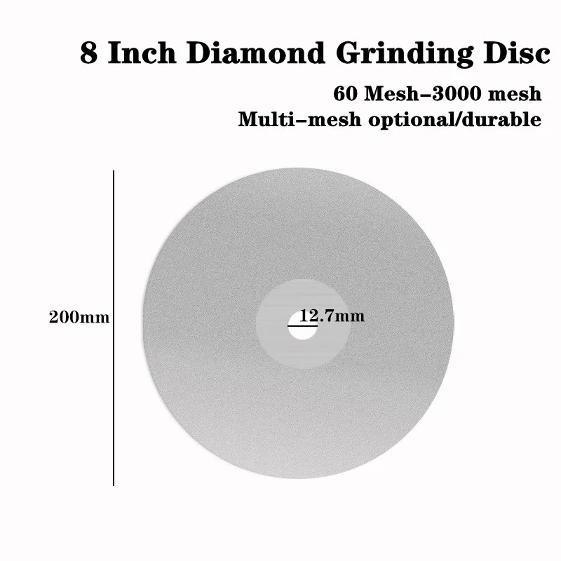 8 pollici 200mm singolo lato rivestito di diamante ruota piatta ruote lucidanti gioielli rettifica disco lucido 46-2000 grana