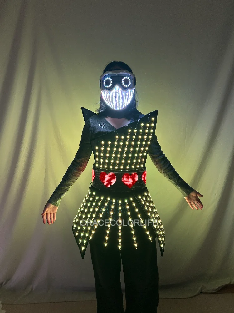 Gaun LED Wanita Berubah Warna Penuh, Rok Menyala dengan Kontrol Nirkabel USB untuk Pesta Klub Malam, Rave, DJ, Pertunjukan Panggung Tari