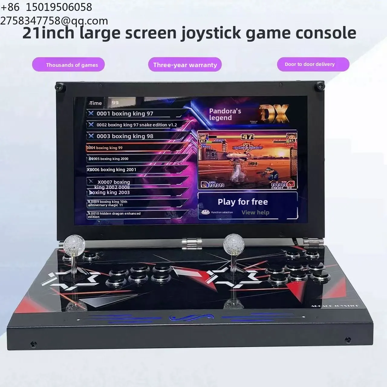 HD 21-inch Portable Arcade Retro Joystick Fighting Game Console, Handheld, 110-240V