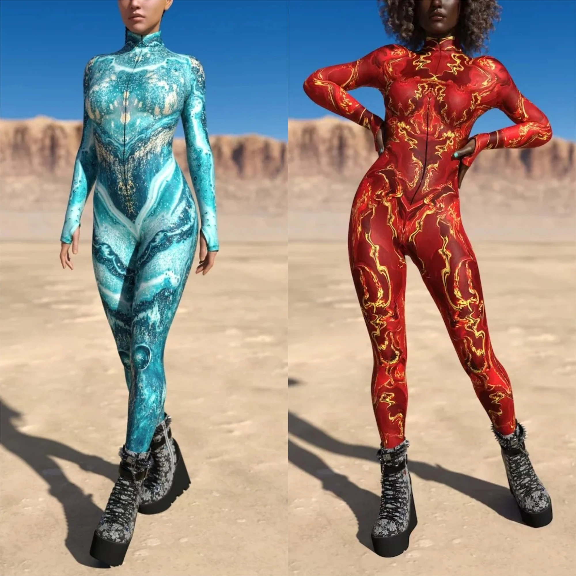 

Halloween Cosplay Costume 3D Digital Printing Jumpsuit Women Carnival Party Catsuit Aerial Yoga Bodysuit Performance Zentai Suit