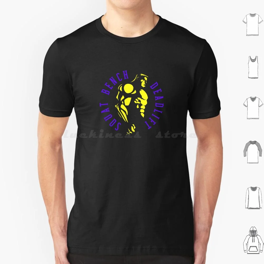 Squat Bench Deadlift Jacked Yellow / Purple T Shirt Cotton Men Women DIY Print Sbd Squat Bench Deadlift Gym Gym Bro Squat