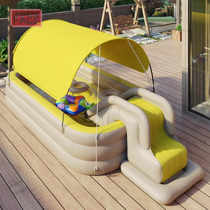 Piscina inflable grande para la familia, juguetes inflables con tobogán, juego de agua al aire libre, piscina de juegos para bebés, novedad de verano