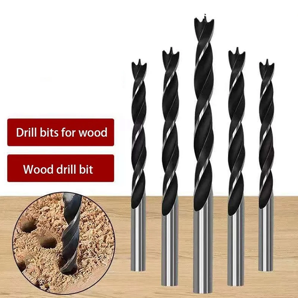 Runds chaft bohrer Holz bearbeitungs bohrer Holz bearbeitung Bohren weiß/schwarz 7 Stück Set Kohlenstoffs tahl Runds chaft Drei punkt