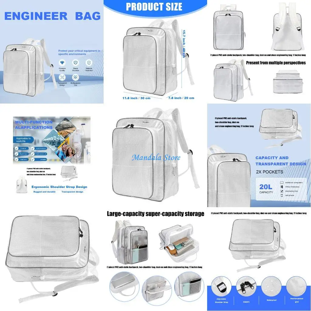 

U2JC Ergonomic 20L Clear PVC Backpack for Comfort in Long Work Hours and Sensitive Component