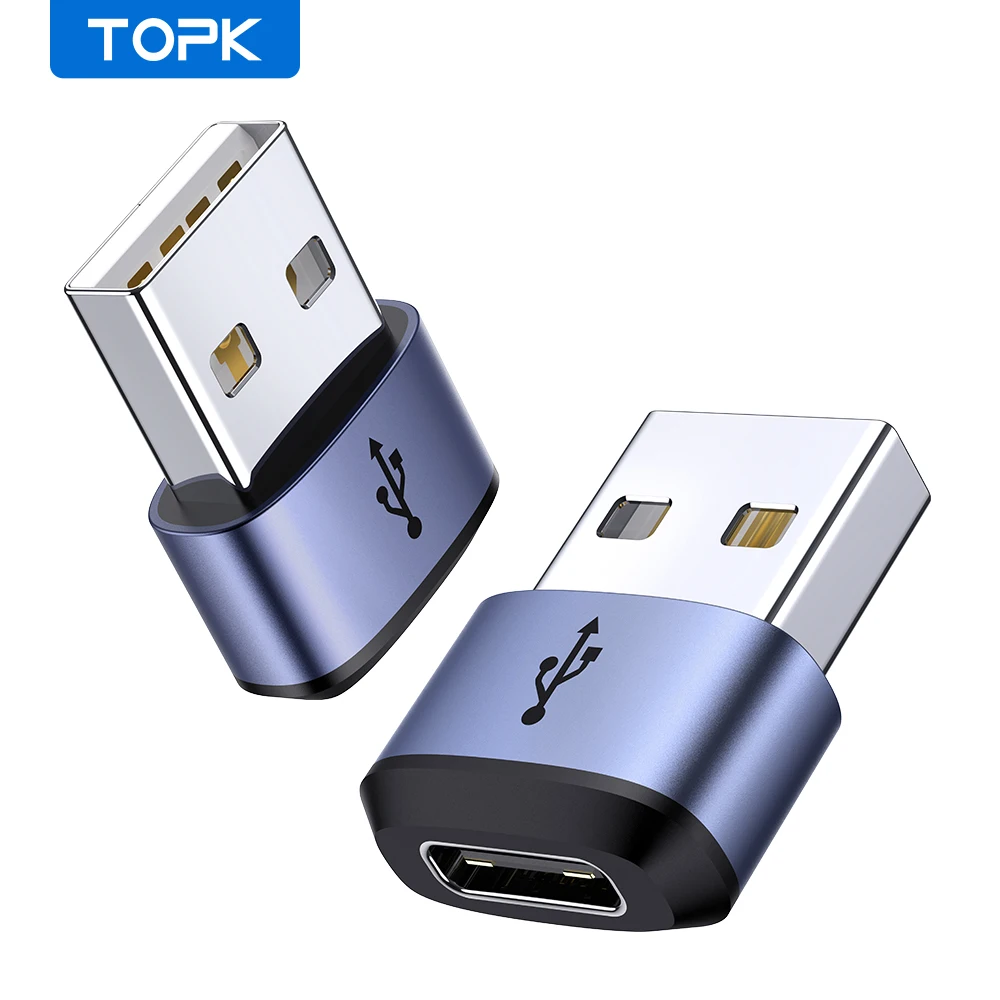 TOPK AT13 Adapter USB C na USB męski USB żeński (typ C) na USB 2.0 męski (USB-A) Szybkie ładowanie i synchronizacja danych Złącze adaptera OTG
