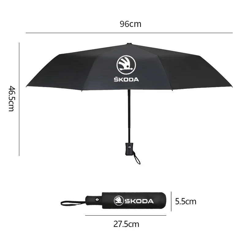 Car Emblem Fully Automatic Folding Umbrella Sunscreen Parasol For Skoda Octavia Mk3 Fabia Yeti Kamiq Kodiaq Karoq Rapid Superb - view 2