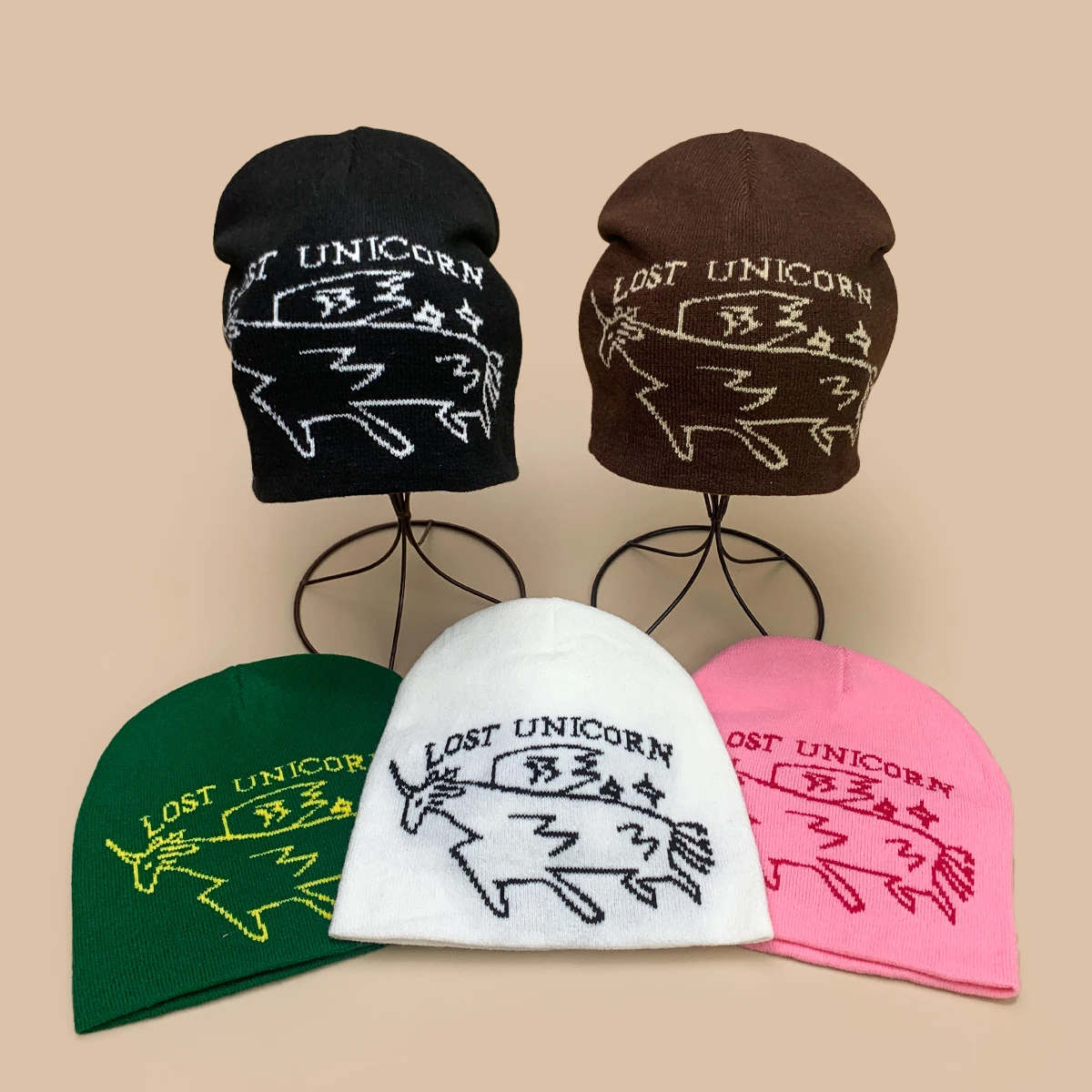 

Korean Jacquard Unicorn Letters Knitted Hats New Men Women Warm Niche Fashion Personal Design Style Versatile Outdoor Beanies