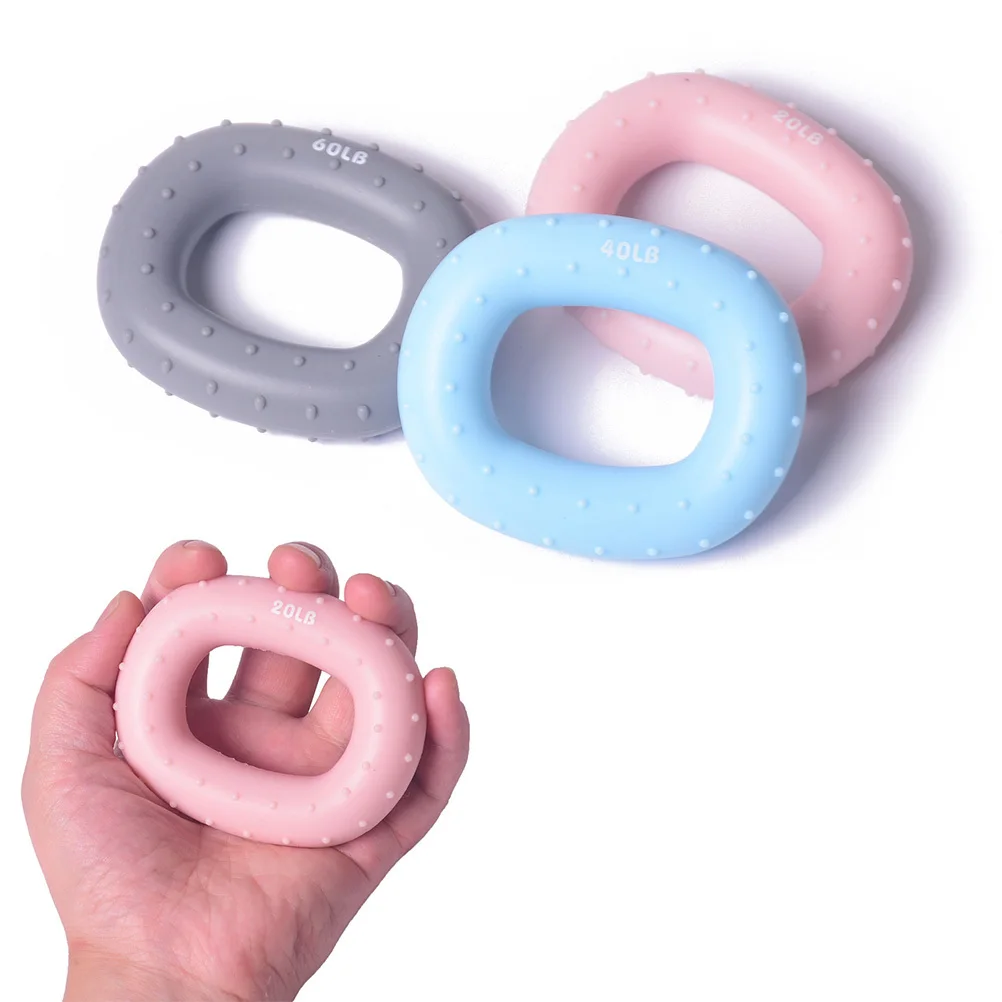 

1Pcs Durable Silicone Hand Grip Strengthener Ring Practical Finger Trainer Grey 60 Pounds Wrist Force Exerciser for Office