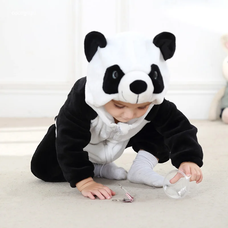 Panda Romper Baby Boy Girl Pajama Newborn Bebe Clothes Cute Bodysuits Flannel Warm One-piece Winter Halloween Animal Outfit