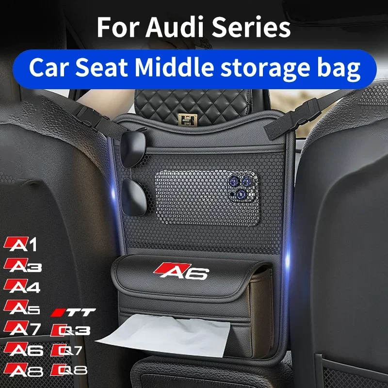 

Кожаный автомобильный подлокотник для хранения для Audi A1 A3 A4 A5 A6 A7 A8 Q3 Q7 Q8 TT Автокресло Средний подвесной органайзер-держатель Сумка для хранения