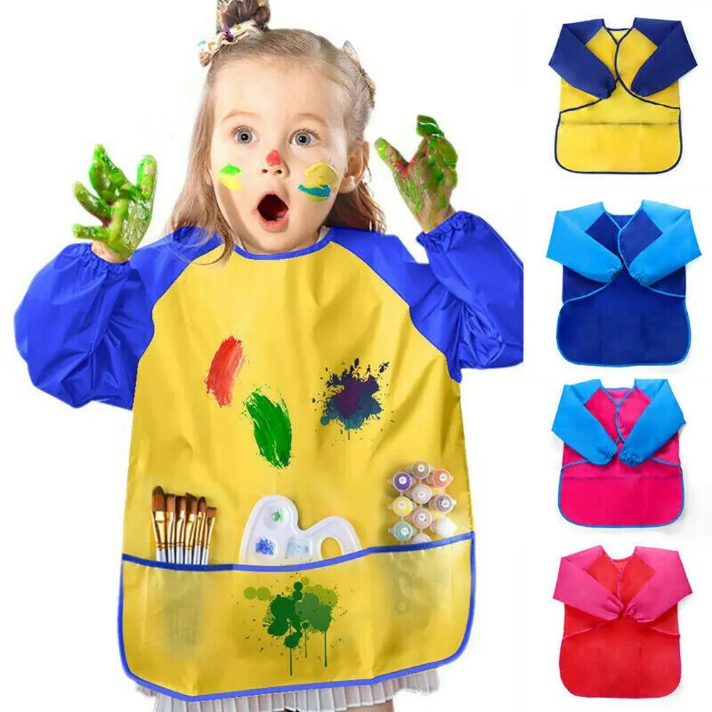 Waterproof Feeding Learning Baking Tool Children Baby Paint Craft Drawing Smock Art Accessory Kids Bib Painting Apron