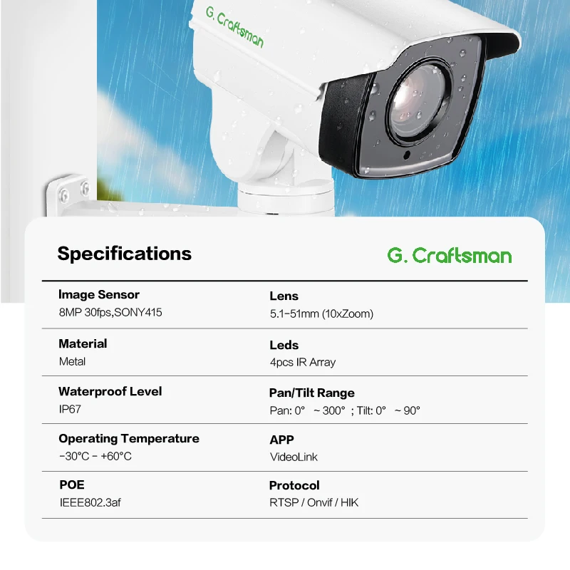 GA-PS5X10I-M8SG 8mp 4K 30FPS إطار سريع POE رصاصة IP CCTV كاميرا الأمن IP67 للرؤية الليلية 10X زووم بصري NVR داخلي خارجي #2