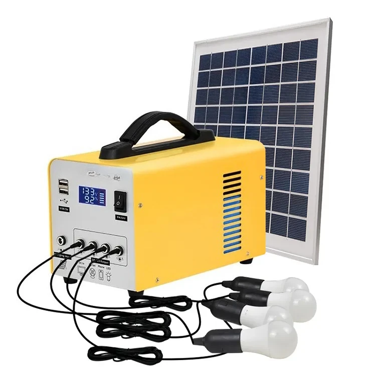 Portable Mini FM Radio MP3 Function Home Solar Lighting System Kit 12v DC Power Supply
