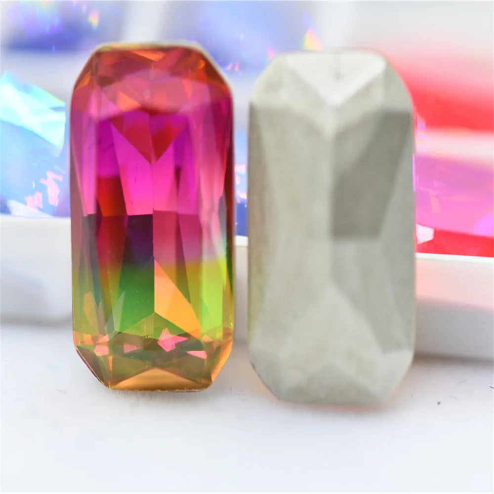 k9 Rectangle mixed color Rhinestones Glass Strass pointback Glitter For Clothes DIY Sewing Beads For Jewelry 13x18mm 28pcs