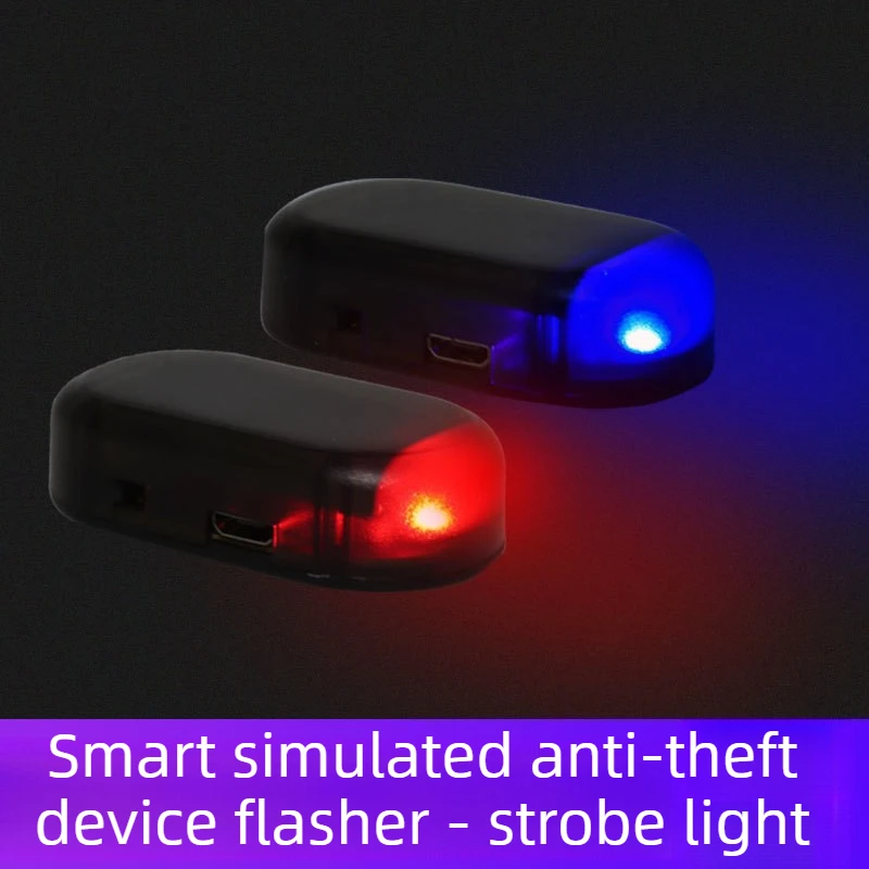 Car Solar Simulated Anti Theft Light Dummy Alarm Warning Flash Lamp Automotive Security Accessory