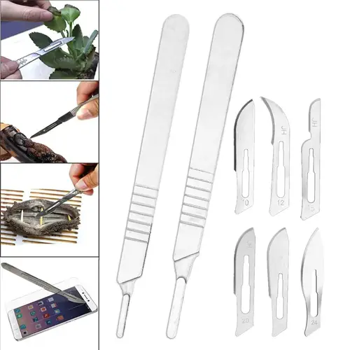 10pcs 10#--24# Carbon Steel Surgical Blades + 1pc 3# 4# Handle Scalpel DIY Cutting Tool PCB Repair Animal Surgical Knife - Image 6