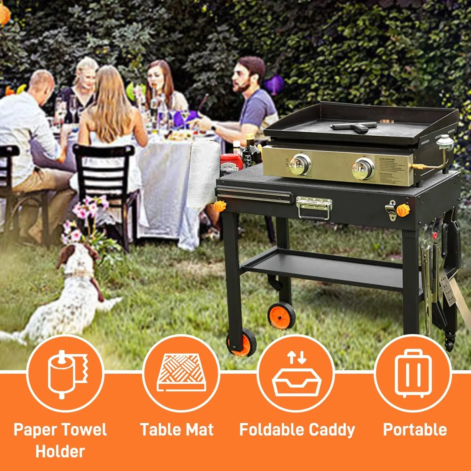 Grill Table for Blackstone Griddle, Portable Griddle Table with Caddy - Fit 17” or 22” Other Tabletop Grill