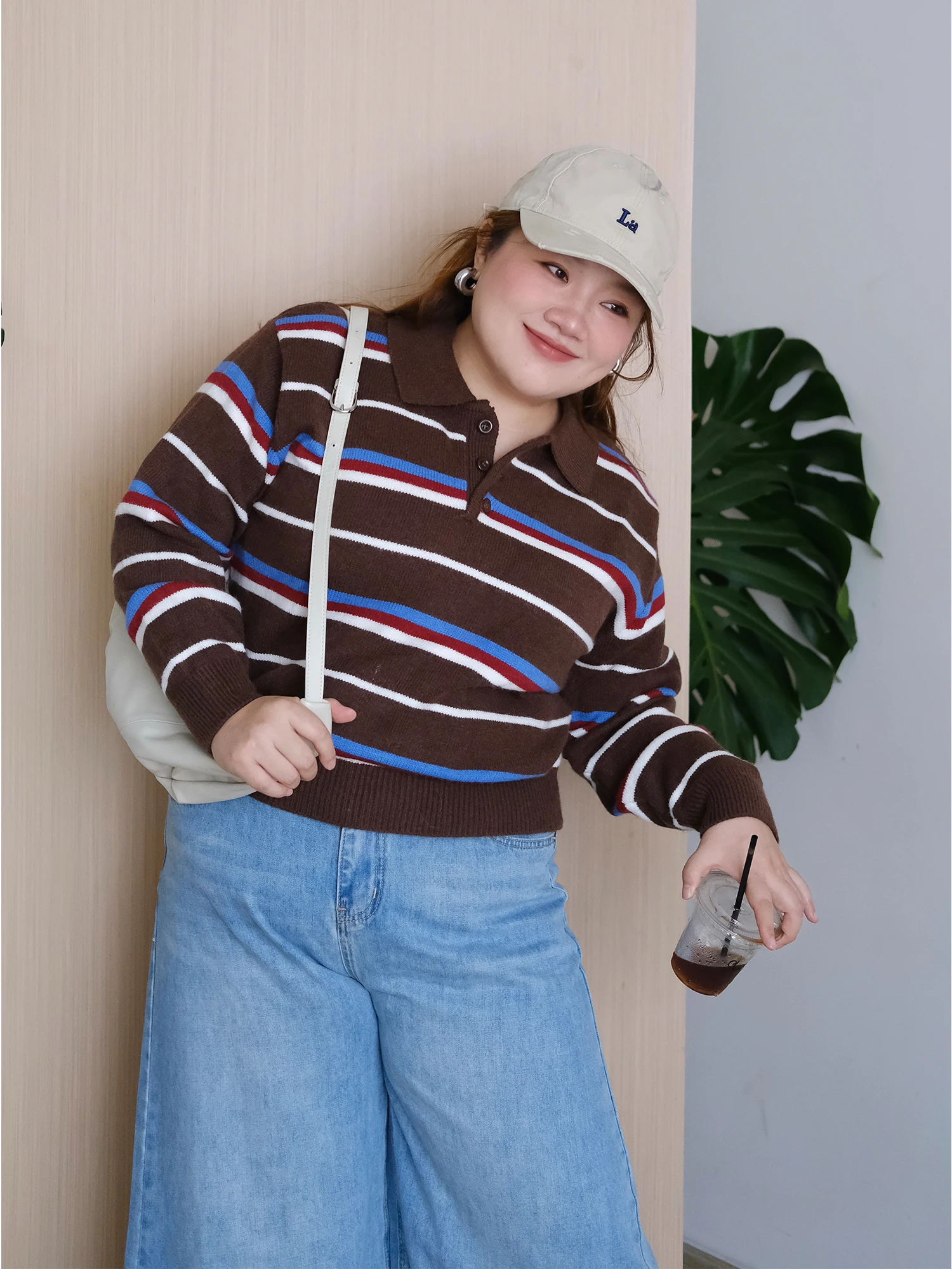 

Zooobaby0908 Корейский простой полосатый свободный топ с длинными рукавами и отложным воротником, универсальная женская одежда больших размеров для ношения под одеждой