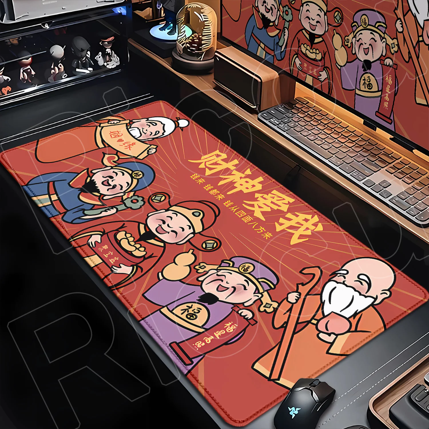 

Chinese God of Wealth Mousepad 40x90cm Rubber Non-slip Keyboard Pad Laptop Gamer Speed Deskmat Office Accessories Luck Mouse Pad