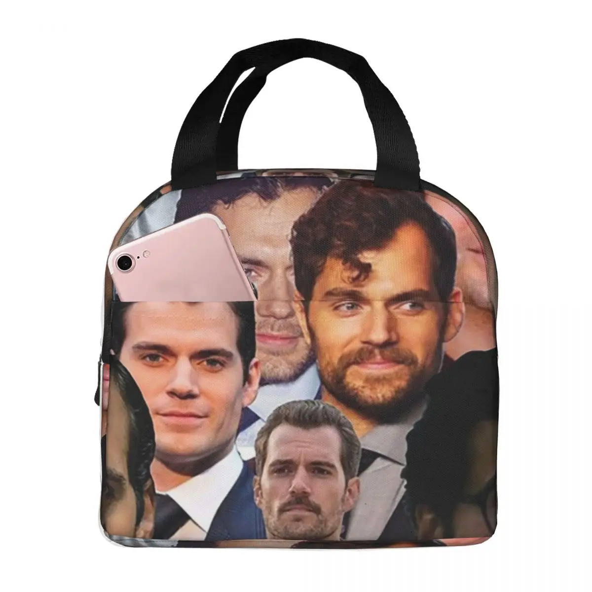 Henry Cavill Photo Collage Lunch Bags Insulated Bento Box Lunch Tote Resuable Picnic Bags Thermal Bag for Woman Kids School