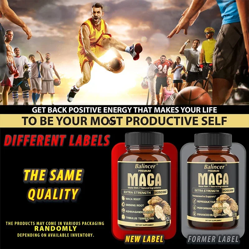 Maca Root Supplement - with Ginseng and Black Pepper Extracts for Energy, Endurance, Muscle Strength and Performance